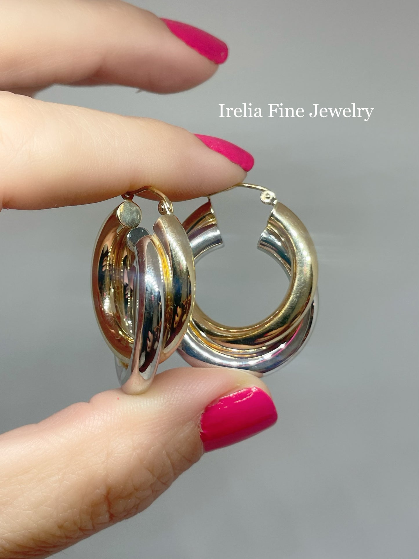 14k Yellow and White Gold Bold Twisted Hoop Earrings