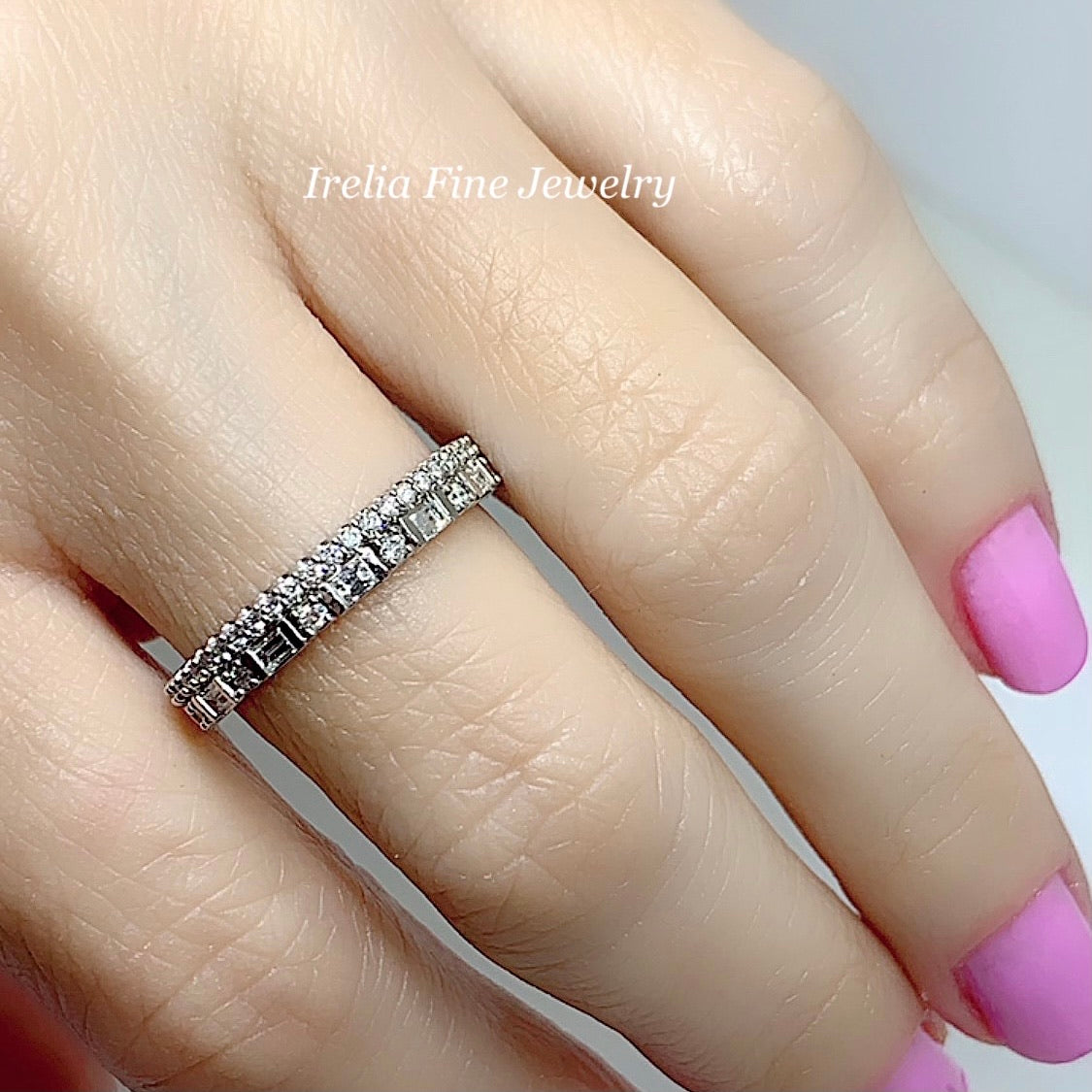 14K White 1/2 CTW Diamond Double Stacked Band