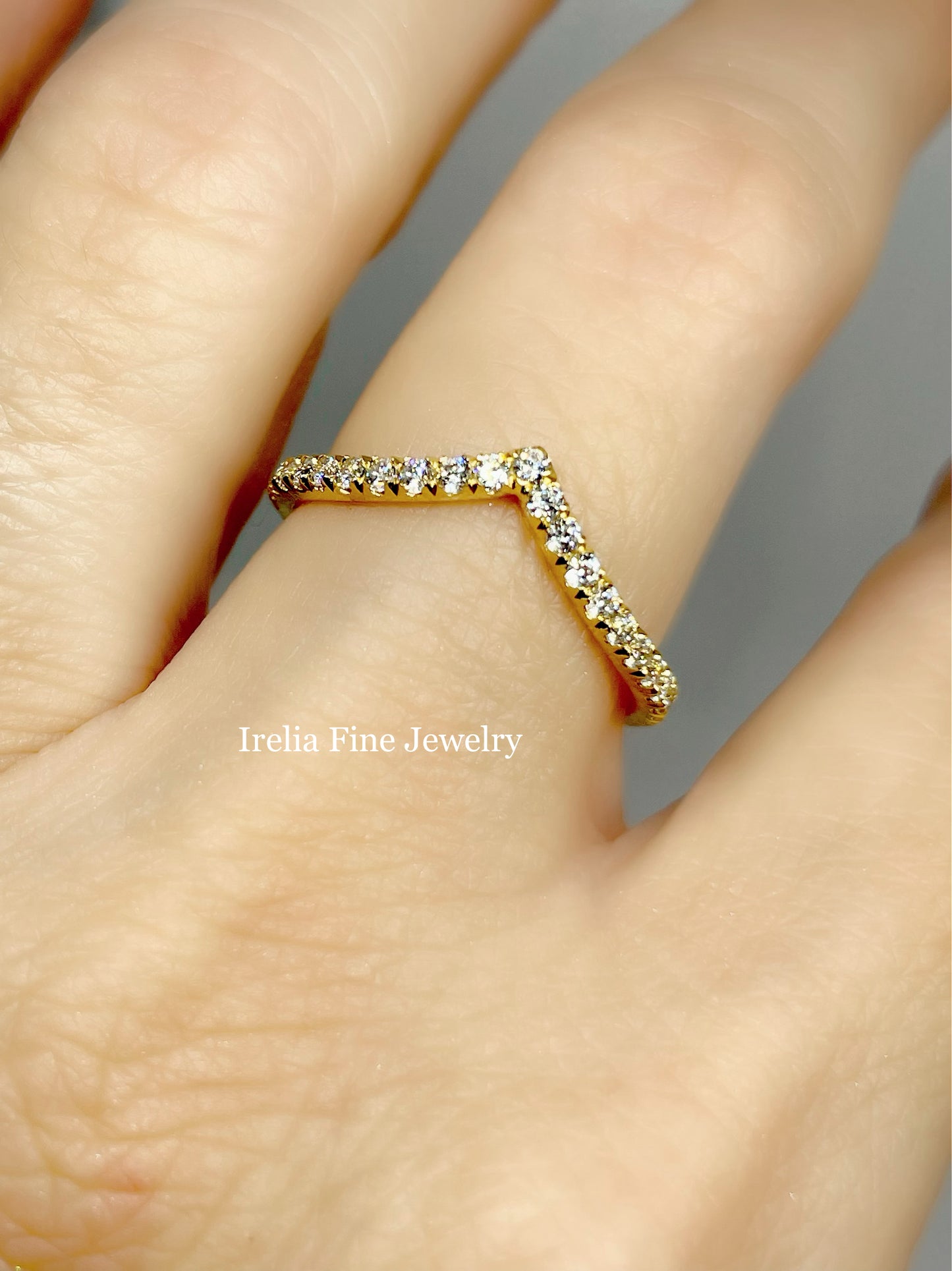 14K Yellow Gold 3/8 CTW Natural Diamond French-Set V Shape Ring