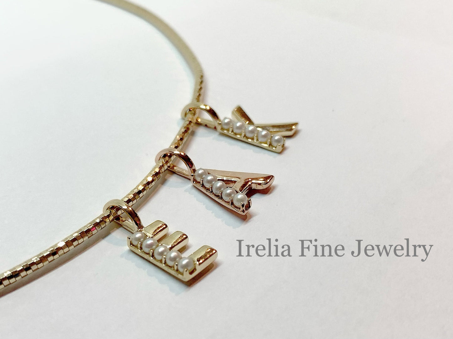 14k Yellow Gold Cultured Peral Initial Pendant with bail slide, personalized gift