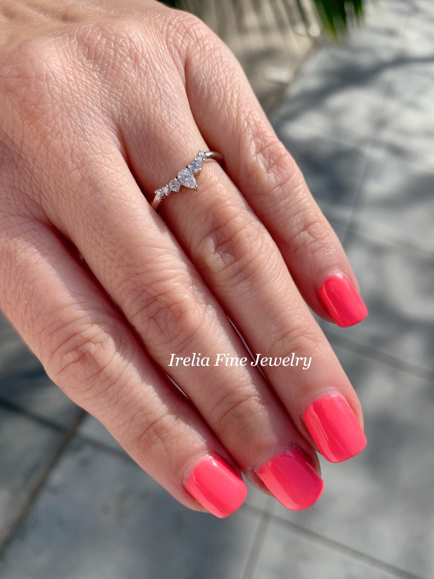 14K Gold 1/4 CTW Natural Pear Diamond Contoured Band