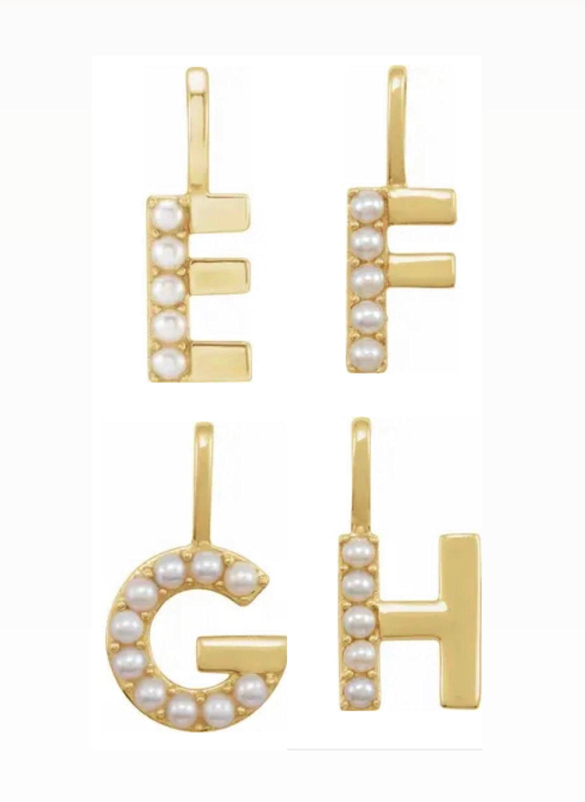 14k Gold Initial with Pearls