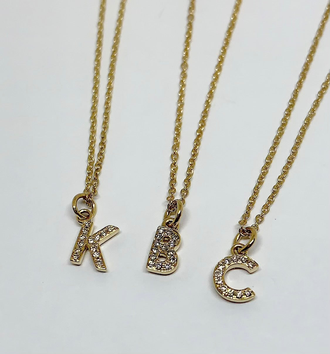 Tiny 14k Gold .05ct Diamond Initial Charm/ Pendant  Slide with chain