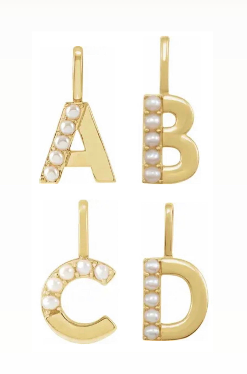 14k Gold Initial with Pearls