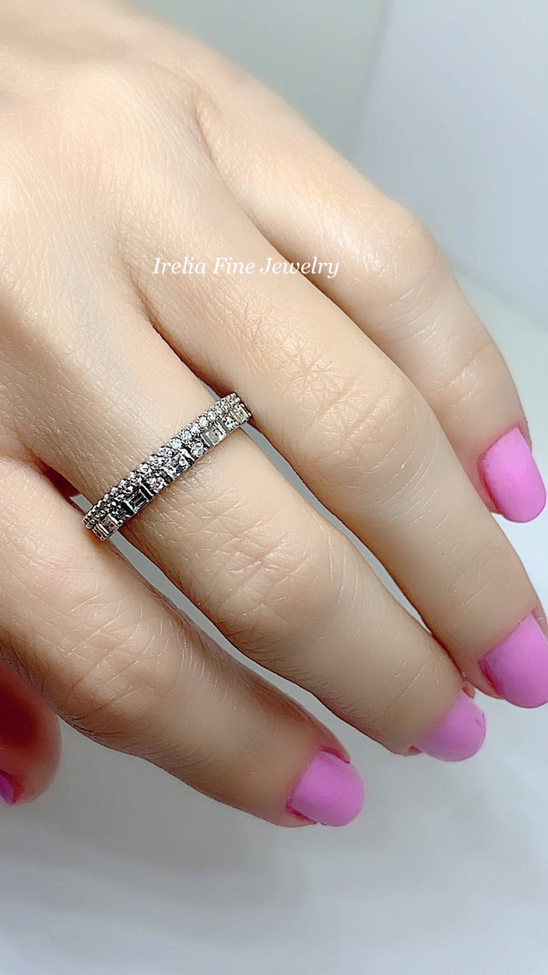 14K White 1/2 CTW Diamond Double Stacked Band