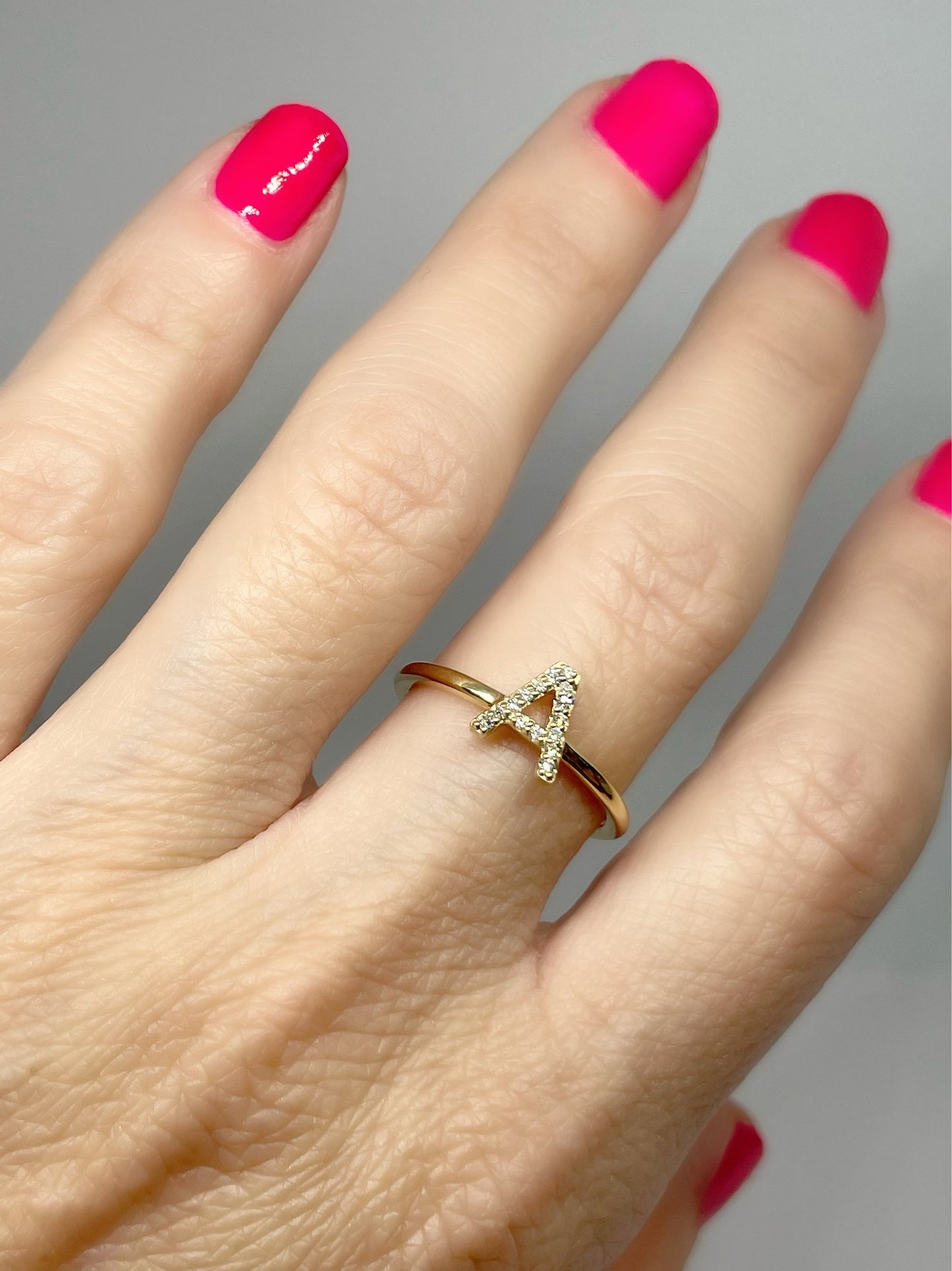 14k Yellow Gold Diamond Initial Ring