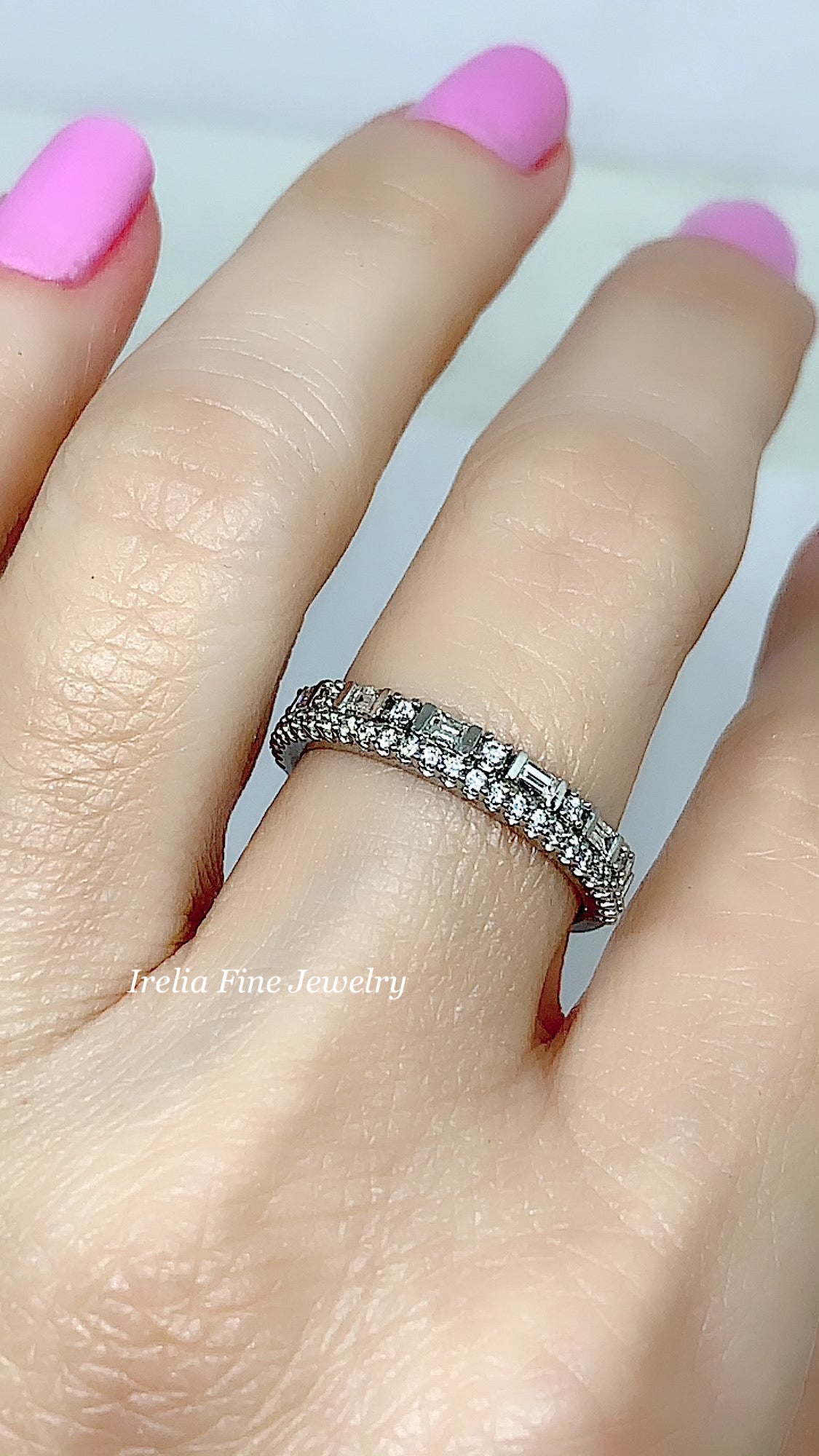 14K White 1/2 CTW Diamond Double Stacked Band