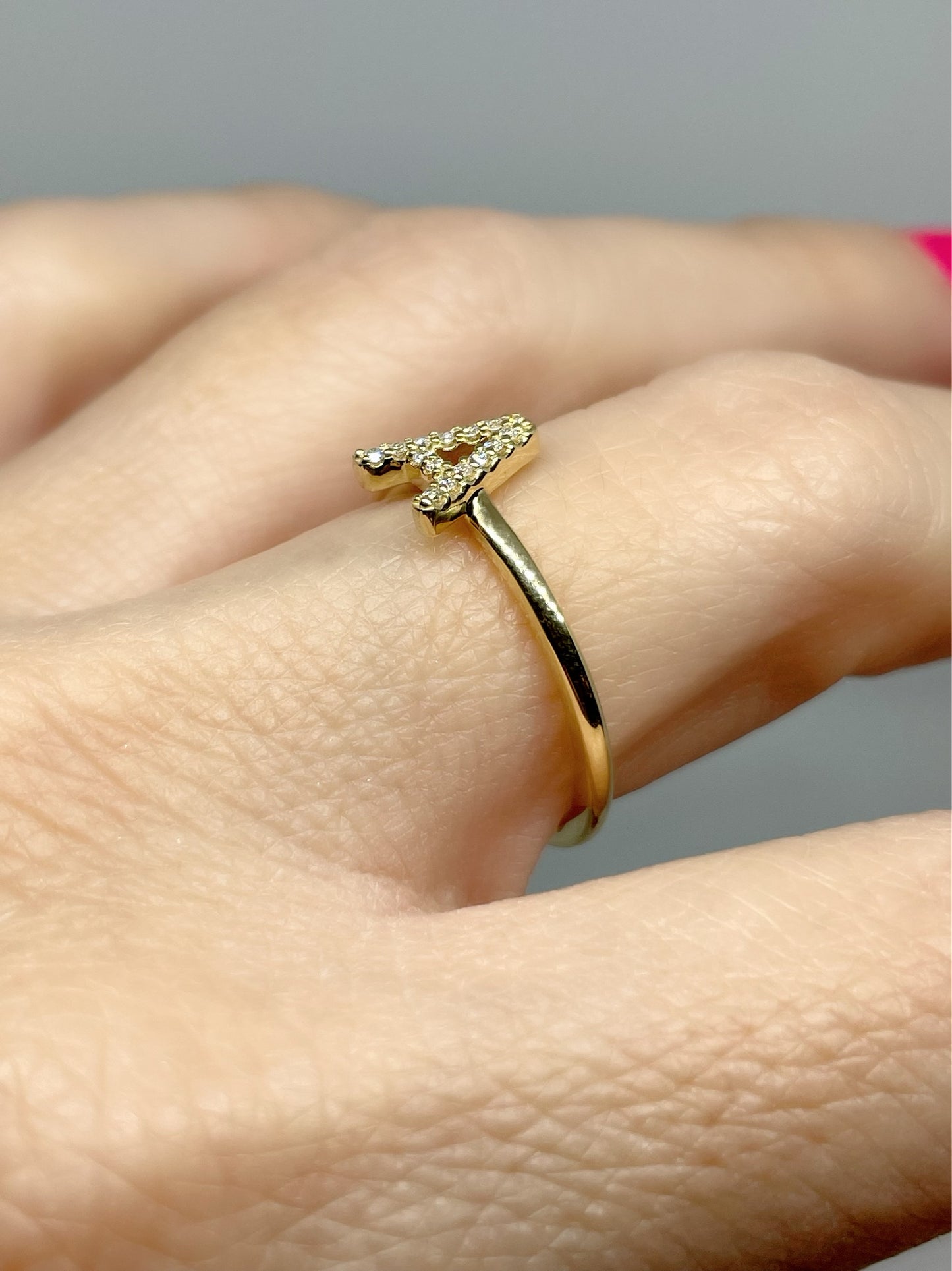 14k Yellow Gold Diamond Initial Ring