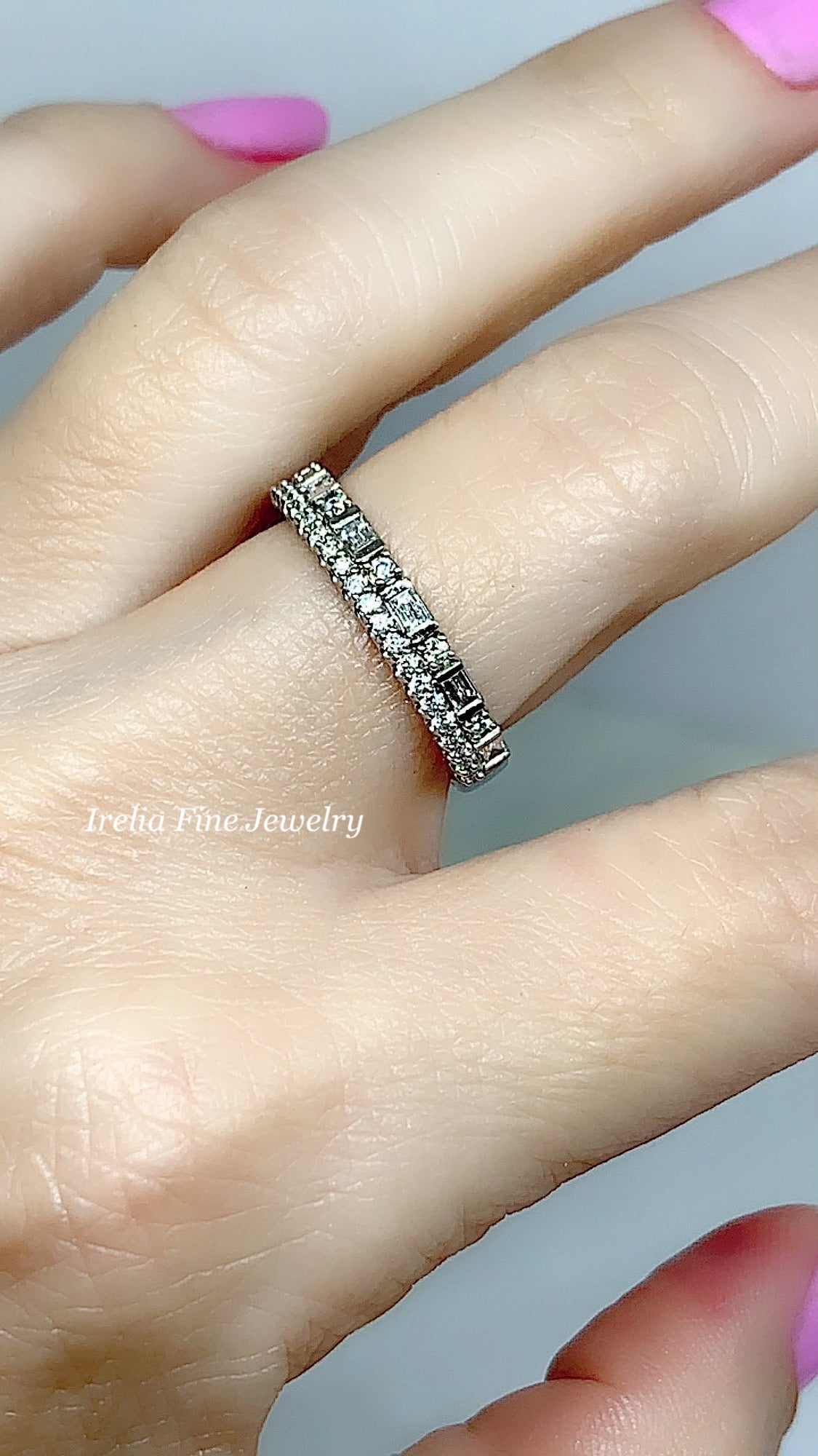 14K White 1/2 CTW Diamond Double Stacked Band