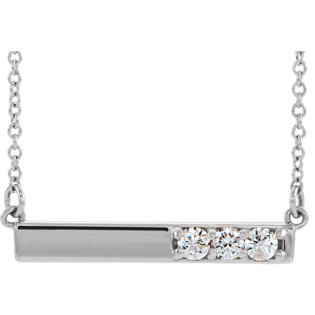 14k Rose Gold 1/5 Carat Diamond Bar Pendant, available in White and Yellow Gold and Platinum